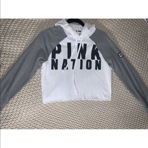 pink crop top hoodie
